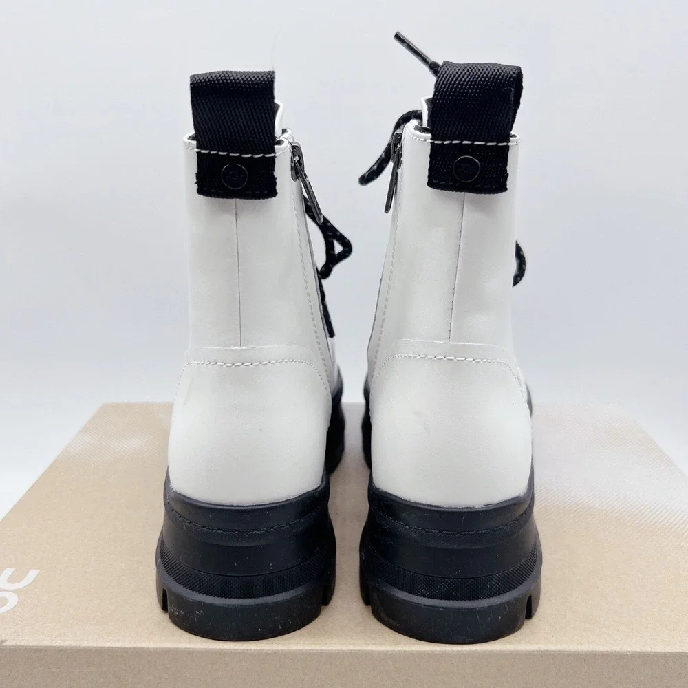 Ugg Sidnee Waterproof Platform Lace Up Combat Boots Shearling White Leather US 6 - Picture 9 of 14